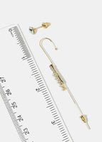 2-Piece Rhinestone Cuff & Stud Earrings Gold