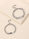 Stainless Steel 2pcs Couple Geometric Decor Bracelet