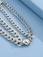 Stainless Steel 2pcs Couple Heart Charm Bracelet