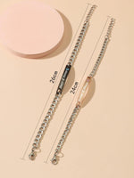 Stainless Steel 2pcs Couple Letter Detail Link Bracelet