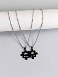 2pcs Couples Stainless Steel Geo Charm Necklace