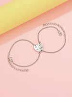 2pcs Girls Half Heart Charm Chain Bracelet