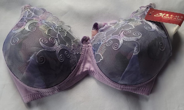 Padded Wire-Free Bra - A Cup - Purple Lace