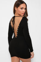 Chain Lace Back Dress - Black