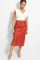 Brick Polka Dot Print Satin Touch Skirt 
