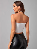 Chain Detail Backless Halter Top