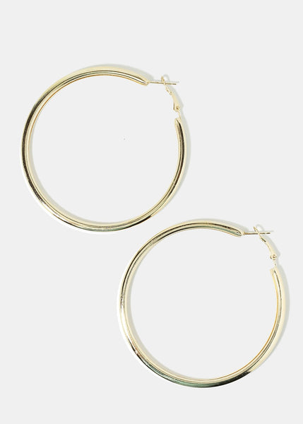 Classic Thick Hoop Earrings - Gold