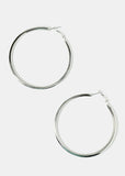 Classic Thick Hoop Earrings - Silver
