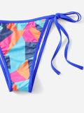 Color Block Halter Triangle Bikini Swimsuit