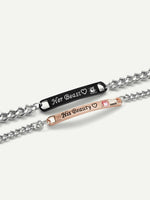 Couples 2pcs Letter Detail Chain Bracelet