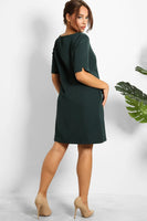 Emerald Green Side Pockets Shift Dress 