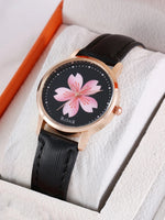 Floral Dial Quartz Watch & Bracelet