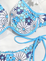 Floral Print Push Up Tie Side Bikini Swimsuit