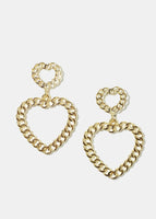 Heart Chain Earrings - Gold