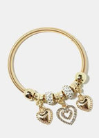 Heart Charm Coil Bracelet - Gold