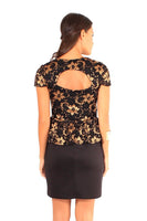 Peplum Lace Dress Asia - Gold-Black