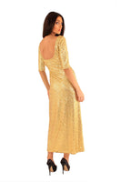 Sequin Maxi Dress With Split Thigh - Gold