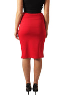 Red Three Zip Pencil Skirt