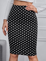 BLACK & WHITE POLKA DOT PENCIL SKIRT