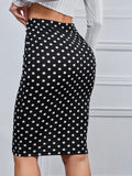 BLACK & WHITE POLKA DOT PENCIL SKIRT