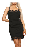 Black Lace Trim Sleeveless Dress