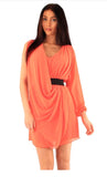 Orange One Sleeve Two Way Cesar Dress