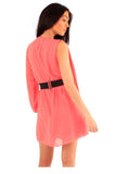 Coral One Sleeve Two Way Cesar Dress