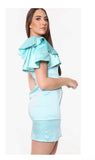 Mint One Shoulder Frill Dress