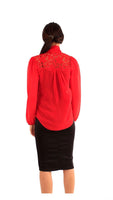 Red Lace Tie Front Blouse