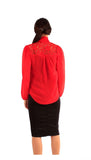 Red Lace Tie Front Blouse