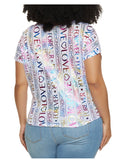 Plus Size White Knot Front Foil Screen Tee