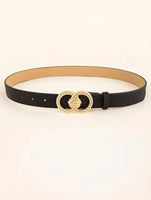 Black Litchi Embossed Double O-ring Buckle Belt