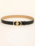 Black Litchi Embossed Double O-ring Buckle Belt