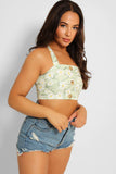 Mint Daisy Print Cropped Bralette Top 