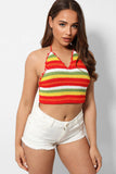 Multicolour Knitted Halter Neck Crop Top