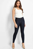 Navy Contrast Stitch Mid-Rise Waist Skinny Jeans