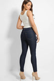 Navy Contrast Stitch Mid-Rise Waist Skinny Jeans