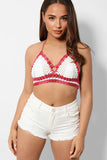Pink Trims Cream Knitted Bralet 