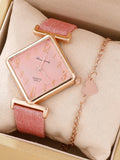 Pink Pointer Quartz Watch & Bracelet