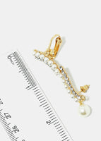Rhinestone & Pearl Cuff Earring - Gold