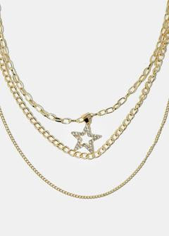 Star Charm Layered Necklace - Gold