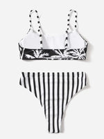 Tropical Print High Waisted Bikini Swimsuit