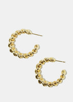 Twisted Open Hoop Earrings - Gold