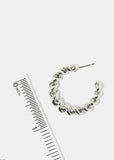 Twisted Open Hoop Earrings - Silver