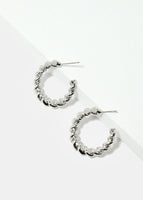 Twisted Open Hoop Earrings - Silver