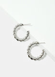 Twisted Open Hoop Earrings - Silver