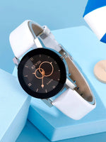 White Round Pointer Quartz Watch & Bracelet