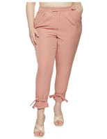Plus Size Pink Tied Cuff Dress Pants