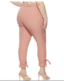 Plus Size Pink Tied Cuff Dress Pants