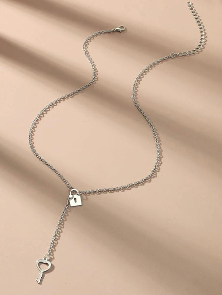 Silver Lock and Key Necklace